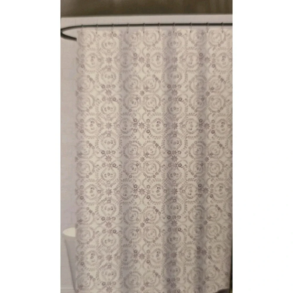 Lucky Brand Shower Curtain Watercolor Meadow Flowers Clover Medallion 72x72 NEW